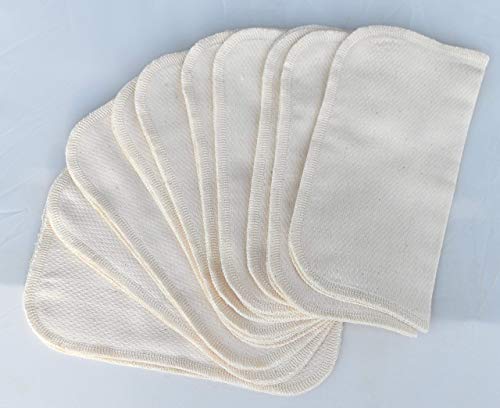 2 Ply Organic Flannel Washable Baby Wipes 8 x 8 Inches Set of 10 Matching Organic Cotton Thread