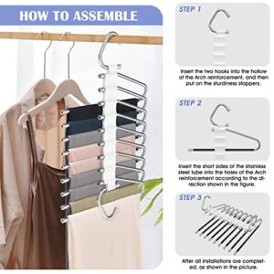 2 Pack Pants Hangers Space Saving + 24 Pack Hangers Space Saving Closet Organizers and Storage for Wardrobe Apartment College Dorm Room Essentials