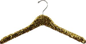 the great american hanger company gold sequined wooden display hanger, box of 3