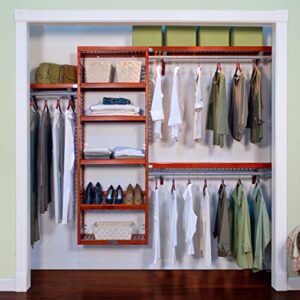 john louis home 12-inch deep premier closet organizer-red mahogany finish