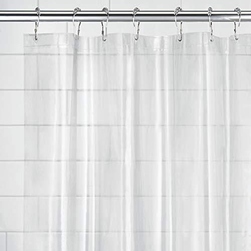 iDesign Waterproof PEVA Plastic Shower Curtain Liner for Use Alone or With Fabric Curtain, 72” x 72”, Clear