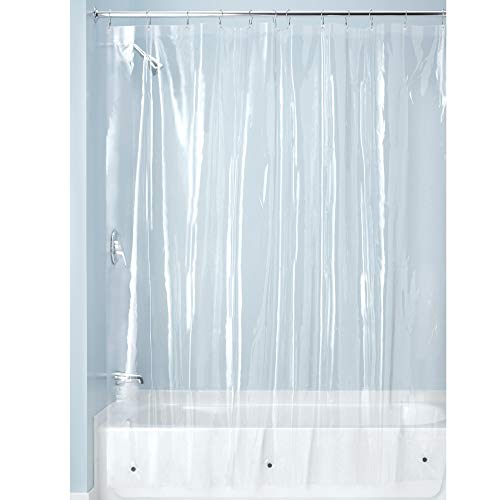 iDesign Waterproof PEVA Plastic Shower Curtain Liner for Use Alone or With Fabric Curtain, 72” x 72”, Clear