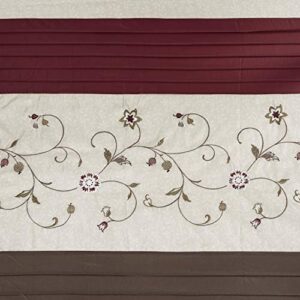 Serene Flora Fabric Shower Curtain , mbroidered Transitional Shower Curtains for Bathroom , 72 X 72" , Red