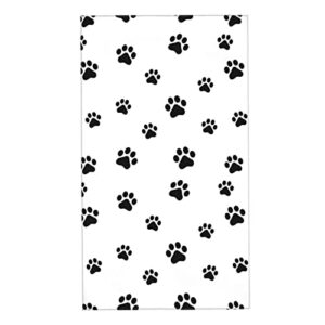 qicenit dogs paw printed black white hand towel super soft plush highly absorbent for bathroom 15.7x27.5in