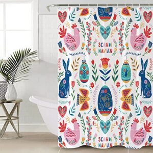 Housein 4 PCS Boho Shower Curtain Set 36 x 72 inch, Bathroom Set Accessory Toiled Set Cover and Absorbent Non Skid Floor Mat with Abstract Shower Curtain with 12 Hooks for Bathroom