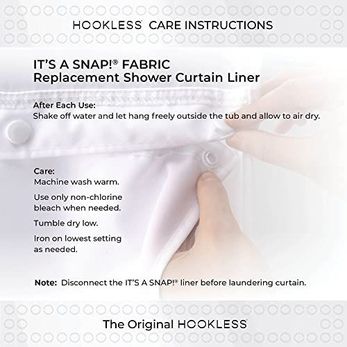 Hookless Fabric Snap-In Shower Curtain Liner, 70 x 54, White