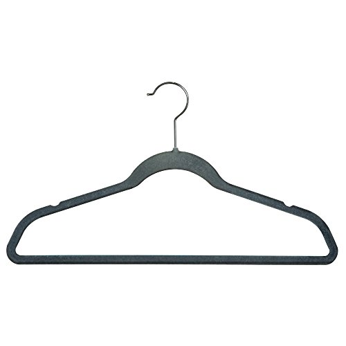 Econoco Velvet Suit Hanger with Notch, Grey (Pack of 50)