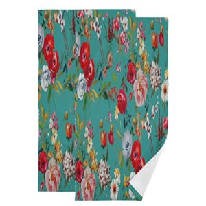 kigai colorful flowers towels set of 2, 28x14 in ultra soft and absorbent hand towels kitchen towel for bathroom beach gym home decor