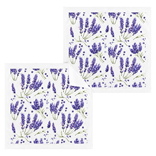 Kigai 4 PCS Beautiful Purple Lavender Towels Cotton Washcloths Set,Quick Drying & Absorbent Soft Bathroom Hand Towel Lightweight & Portable Fingertip Towel