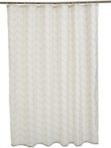 amazon basics fabric shower curtain with grommets and hooks - 72 x 72 inch, natural herringbone