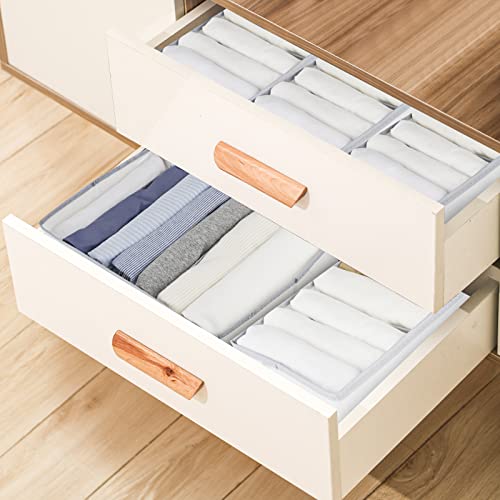 LICFBO Wardrobe Clothes Organizer for Drawer, Foldable Drawer Organizers for Clothing,7 Grids Clothes Drawer Organizer with Support, Wardrobe Closet Organizer for Jeans, Pants, T-shirts, Leggings