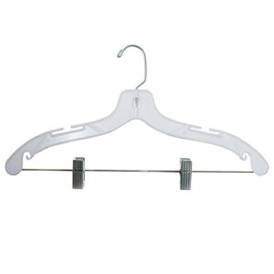 nahanco 1500rchu plastic suit hanger with metal swivel hook and pinch clips, heavy weight, 17", white (pack of 25)