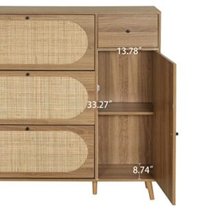 Rattan Shoe Cabinet with 3 Flip Drawers and Side Cabinet, Freestanding Shoe Racks Storage Cabinet with Steady Solid Legs, Entrance Hallway Shoe Organizers Storage Cabinet for Heels,Slippers (Walnut)