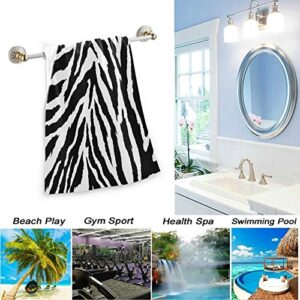 Naanle Simple Style Zebra Pattern Soft 2 Piece Fluffy Guest Hand Towels, Multipurpose Decor for Bathroom, Hotel, Gym and Spa (14" x 28",Black White)