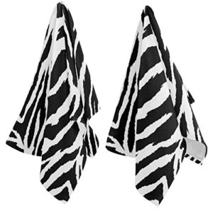 Naanle Simple Style Zebra Pattern Soft 2 Piece Fluffy Guest Hand Towels, Multipurpose Decor for Bathroom, Hotel, Gym and Spa (14" x 28",Black White)