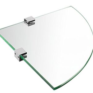 Mount-It! Corner Glass Shelf for Bathroom, Shower, Bedroom and Closets, Wall Mounted 8mm Thick Tempered Glass, 9.75 Inch