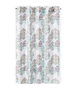 hookless alessandra shower curtain with peva liner, 71 in x 74 in, white, blue and brown