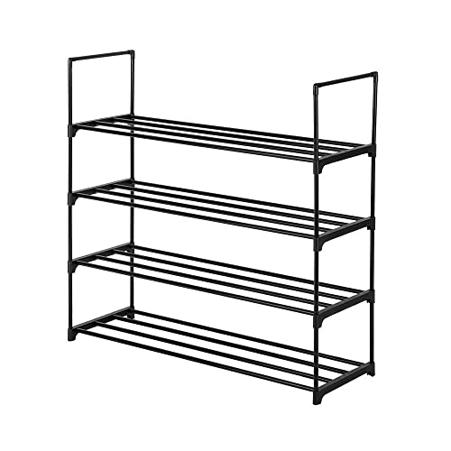 4-Tier Shoe Rack Metal Shoe Tower 20-Pair Shoe Storage Organizer Black