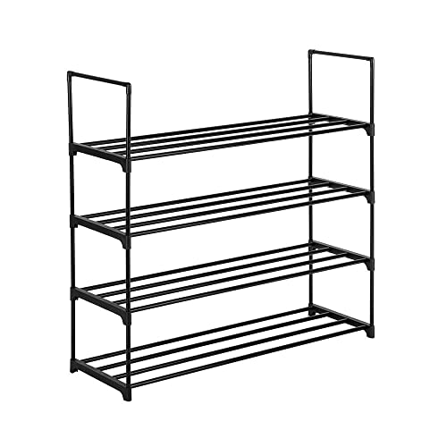 4-Tier Shoe Rack Metal Shoe Tower 20-Pair Shoe Storage Organizer Black