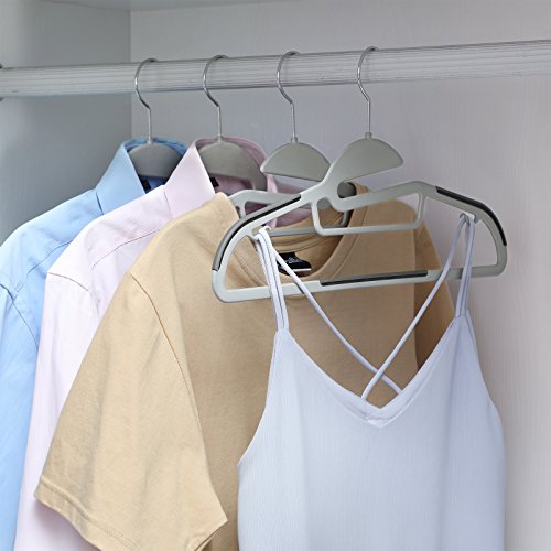 SONGMICS 50-Pack Hangers and Coat Hangers Bundle, Non-Slip Hangers for Closet Organization, S-Shaped Opening, for Shirts, Suits, Pants, 360° Swivel Hook, Light and Dark Gray UCRP20G50 and UCRP41G-50