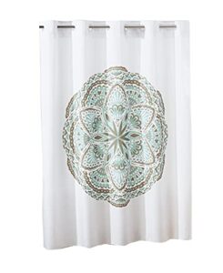 hookless henna medallion shower curtain with peva liner, 71 in x 74 in, spa