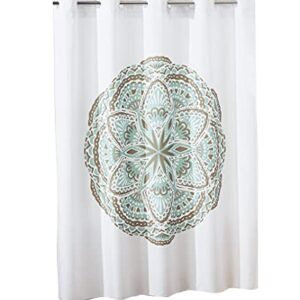 Hookless Henna Medallion Shower Curtain with Peva Liner, 71 in x 74 in, Spa