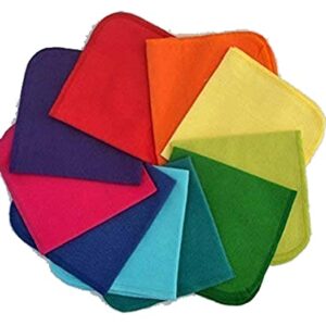 1 Ply Solid Cotton Flannel 12x12 Inches Paperless Towels Set of 10 Rainbow Set
