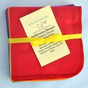 1 Ply Solid Cotton Flannel 12x12 Inches Paperless Towels Set of 10 Rainbow Set