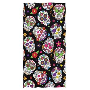 wamika day of the dead sugar skull hand towels ultra soft towel heart flower absorbent hand towel guest bath towels washcloth multipurpose for hand face gym spa 16" x 30"