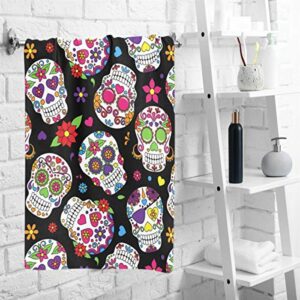 Wamika Day of The Dead Sugar Skull Hand Towels Ultra Soft Towel Heart Flower Absorbent Hand Towel Guest Bath Towels Washcloth Multipurpose for Hand Face Gym Spa 16" x 30"