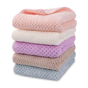 onlup hand towel with hanging loop, hanging hand towels, super absorbent soft hand towels kids kitchen, hanging kitchen towels, machine washable towel fast drying, set of 5, 30cmx30cm