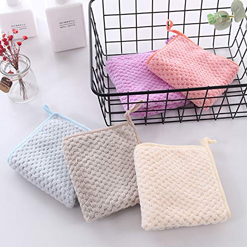 Onlup Hand Towel with Hanging Loop, Hanging Hand Towels, Super Absorbent Soft Hand Towels Kids Kitchen, Hanging Kitchen Towels, Machine Washable Towel Fast Drying, Set of 5, 30cmX30cm