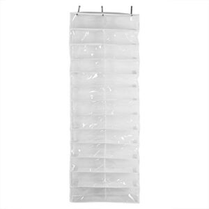 26 pocket shoe organizer, crystal clear over the door hanging closets storage bag for shoes, sneakers or accessories(white)