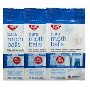 enoz para moth balls for moths and carpet beetles, 80-mothballs, 3-pack (240 count)