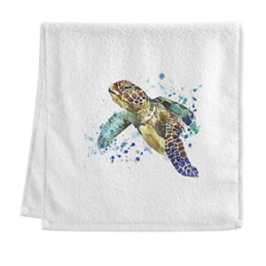 alaza watercolor sea turtle hand towels bathroom towel highly absorbent soft small bath towel decorative guest breathable fingertip towel for face gym spa 30 x 15 inch