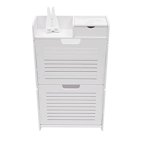 TouSuaRSi 2 Layer Modern Shoe Storage Cabinet with Doors White Practical Free Standing Shoe Rack for Entryway Show Rack Entryway (2 Tier, 18.11"x6.69"x31.69")
