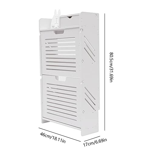 TouSuaRSi 2 Layer Modern Shoe Storage Cabinet with Doors White Practical Free Standing Shoe Rack for Entryway Show Rack Entryway (2 Tier, 18.11"x6.69"x31.69")