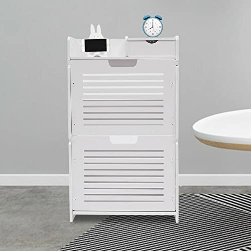 TouSuaRSi 2 Layer Modern Shoe Storage Cabinet with Doors White Practical Free Standing Shoe Rack for Entryway Show Rack Entryway (2 Tier, 18.11"x6.69"x31.69")