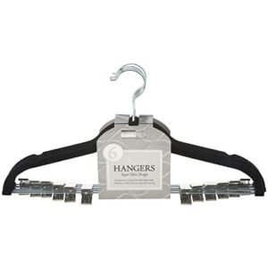 simplify velvet hangers - plastic hangers with zink hooks - hangers for pants, shirts, clothes - black - pack of 6-0.16" x 16.93" x 9.06"