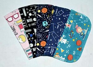 2 ply world of science flannel washable kids lunchbox napkins 8x8 inches 5 pack - little wipes (r) flannel