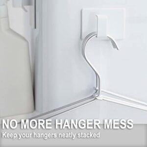 MORNIIE Multipurpose Magnetic Hooks. Hanger Organizer & Spray Bottle Holder. Hanger Stacker for Laundry Area. Spray Bottle Holder for Kitchen Organization Holds up to 32 fl oz. White, 2 Pcs