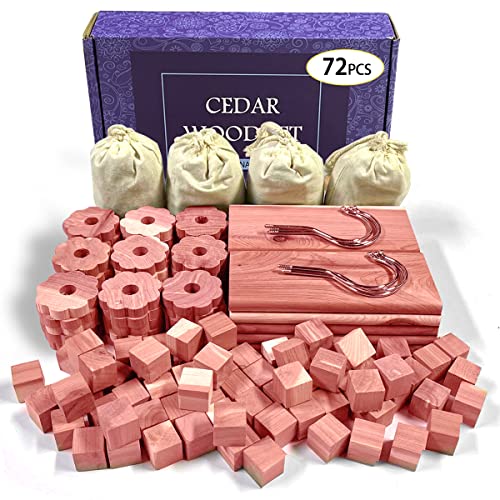 Cedar Space Cedar Blocks for Clothes Storage, 100% Aromatic Red Ceder Blocks, Cedar Planks, Cedar Accessories for Closets Storage, 72 Pcs