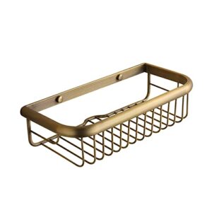 nokozan brass bathroom square shower caddy bathroom shower storage rack shelf organiser basket wall mount, bronze