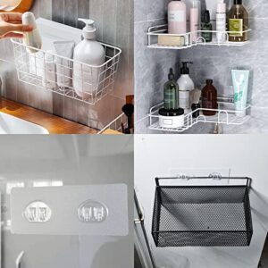 AccEncyc 2 Pack Shower Caddy Adhesive Replacement Heavy Duty Strong Sticky Hooks for Bathroom Shower Caddy Corner Shelf Clear - Double Hook