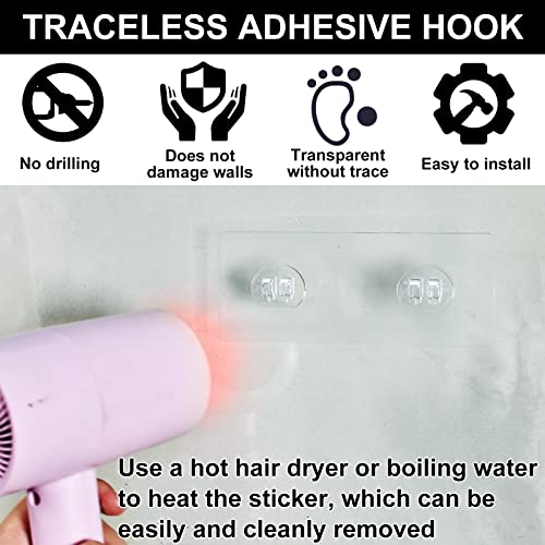 AccEncyc 2 Pack Shower Caddy Adhesive Replacement Heavy Duty Strong Sticky Hooks for Bathroom Shower Caddy Corner Shelf Clear - Double Hook