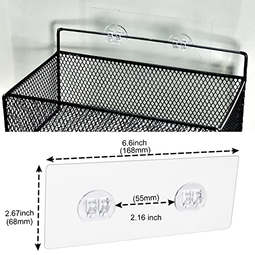 AccEncyc 2 Pack Shower Caddy Adhesive Replacement Heavy Duty Strong Sticky Hooks for Bathroom Shower Caddy Corner Shelf Clear - Double Hook