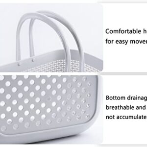 2 Pcs Portable Shower Caddy Tote, Plastic Storage Caddy Basket with Handle for College, Dorm, Bathroom, Garden, Cleaning Supplies, Gray