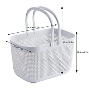 2 Pcs Portable Shower Caddy Tote, Plastic Storage Caddy Basket with Handle for College, Dorm, Bathroom, Garden, Cleaning Supplies, Gray