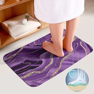 Tamengi Bathroom Rugs Set 3 Pieces - Purple Agate Gold Glitter Glam 1 Bath Rugs Ultra Soft Absorbent Non-Slip Bath Mats Set for Tub Shower Bathroom Floors Accessories 20 inch×32 inch (od16yc8mkh0s)