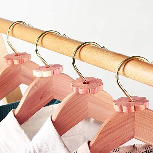 Langxinese 50 Pk, 2" Cedar Rings for Hangers, 1" Cedar Loves for Closets, Cedar Blocks for Clothes Storage, Closet Freshener, Aromatic Red Ceder, Cedar Flower Shape Rings